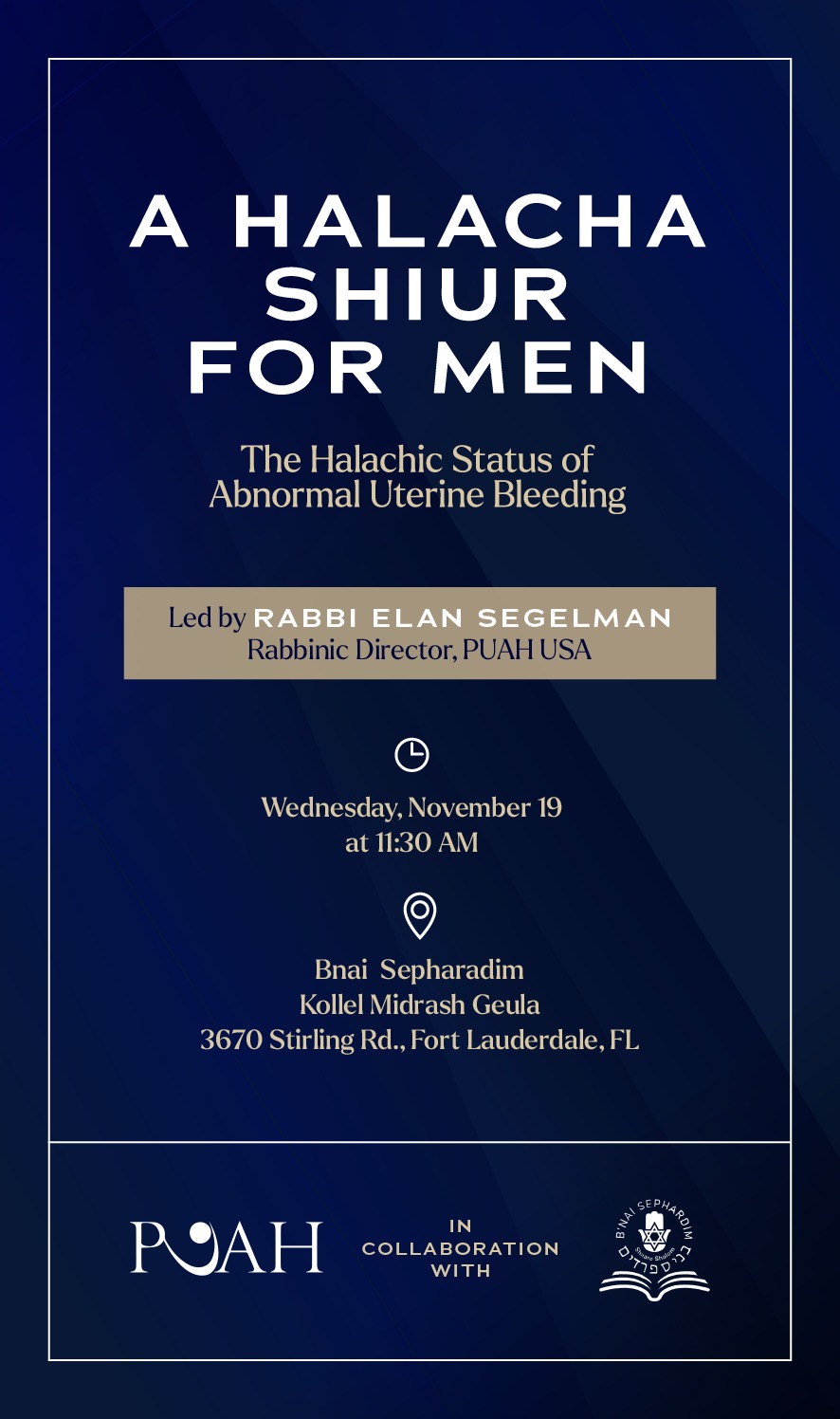 A Halacha Shiur for Men: The Halachic Status of Abnormal Uterine Bleeding
