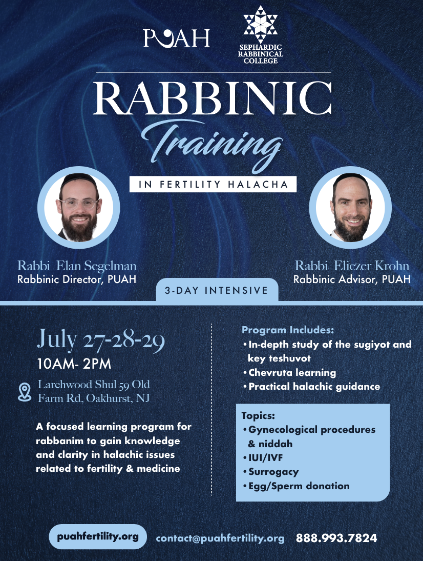 RABBINIC TRAINING IN FERTILITY AND HALACHA